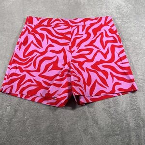Spanx On the Go Shorts Womens XL Pink Red Zebra Print Polished Pull-On Stretch